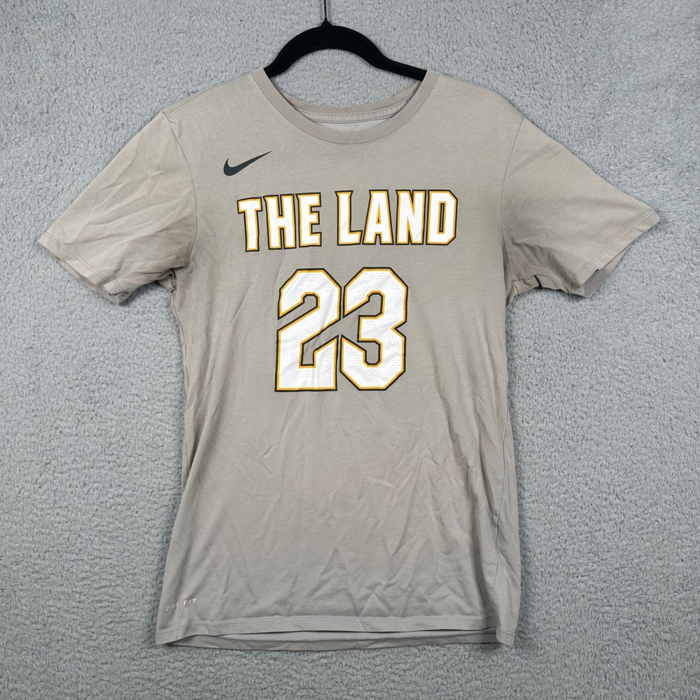Nike LeBron James Cleveland Cavaliers The Land 23 Shirt Mens Small Tan Dri-Fit